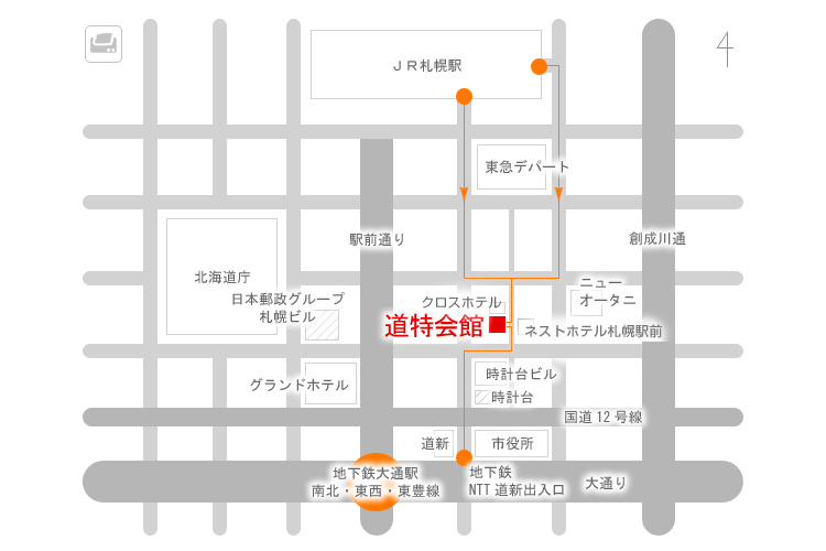 道特会館の地図